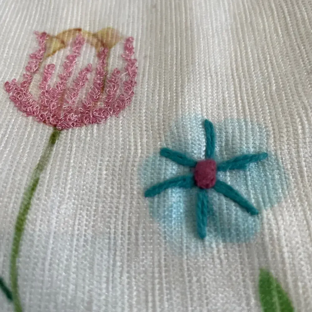 Cupcakes & Cashmere Embroidered Floral Table Runner 14x72 Pop of Color NEW